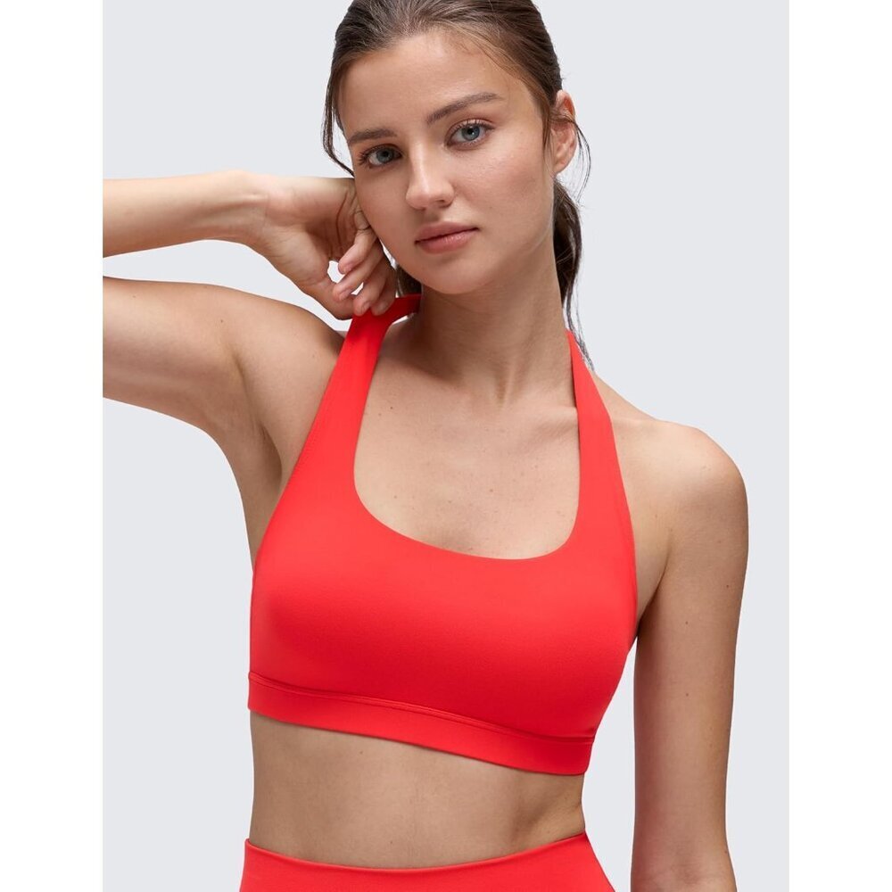 Halter Sports Bra Yoga Crop Top Women's Padded Open Back Low Impact Workout - Picture 4 of 5